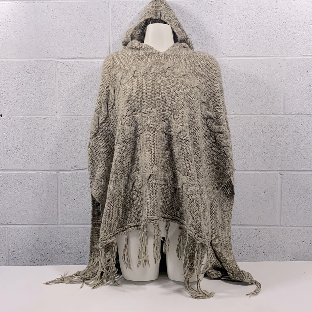 “Garage” oversized XS knitted poncho with hood​​​​​​​​​
